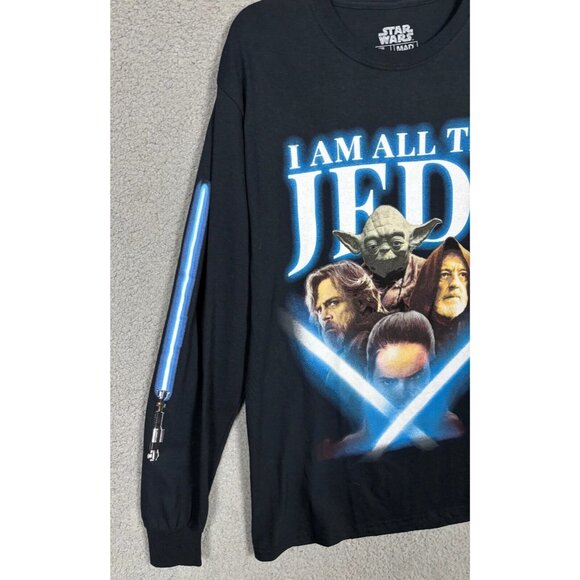 Star Wars Unisex Long Sleeve Shirt "I Am All The Jedi" Graphic Tee Medium NWOT's - Picture 5 of 8